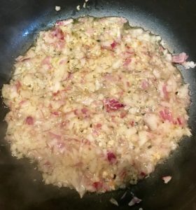 Sauteing onion and garlic