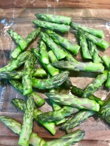 Asparagus tips ready to roast