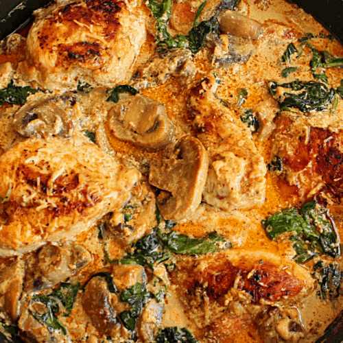 Keto/Low Carb Creamy Spinach and Mushrooms Chicken