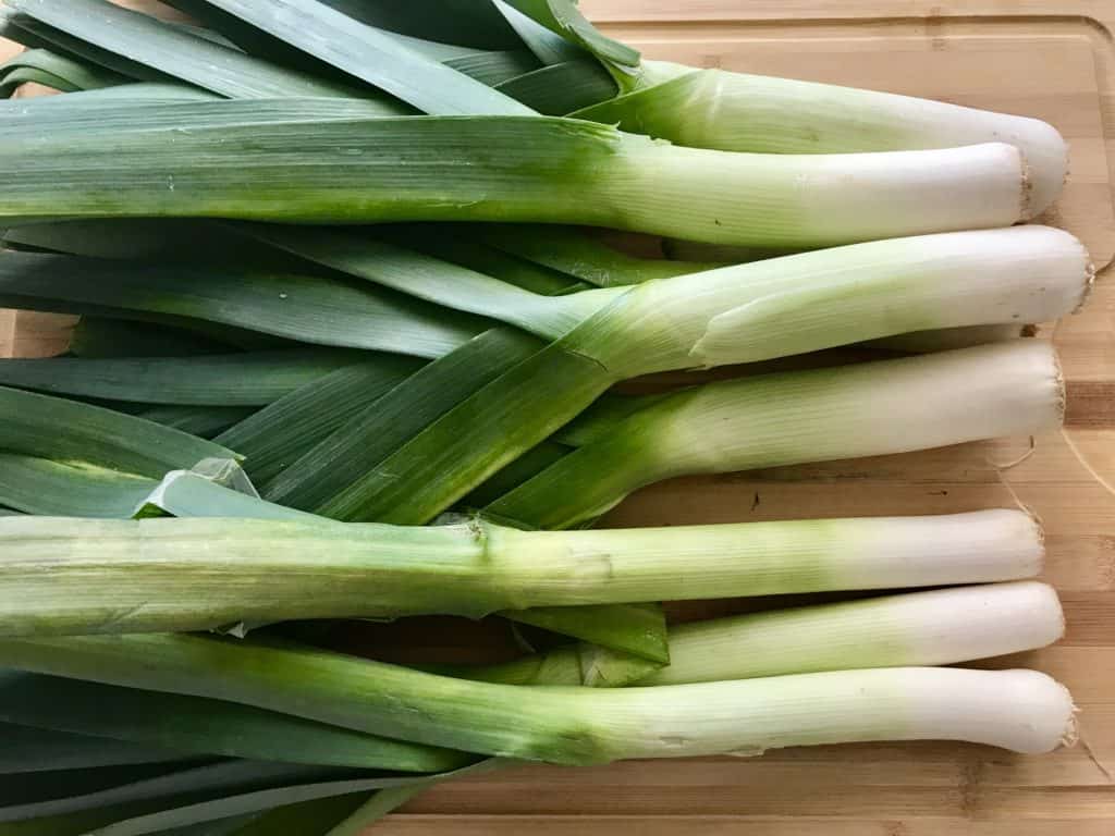 Raw Leeks ready to be prepped for cooking