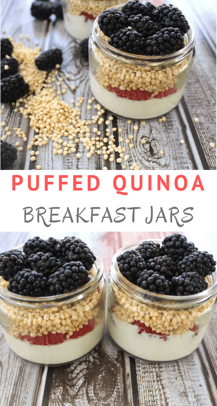 Puffed Quinoa or Quinoa Pops Breakfast Jars with Yogurt and Fruits