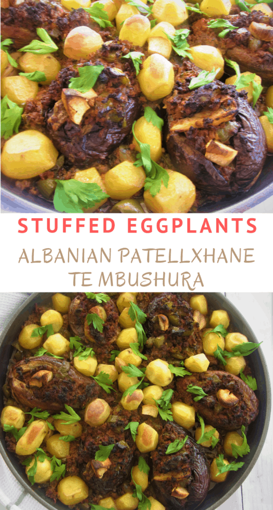 Stuffed Eggplants (Aubergines) Albanian Patellxhane te Mbushura or Imam Bajalldi (Imam Bayildi)