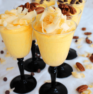 Eggless Mango Mousse With No Added Sugar and No Gelatin, served with 3 different toppings