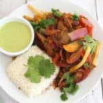 Peruvian Lomo Saltado - Beef Stir-fry with french fries and rice