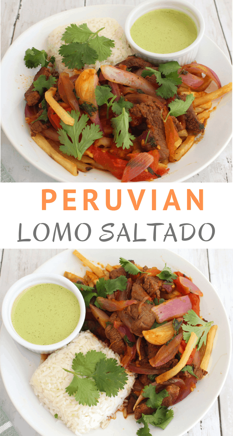 Peruvian Lomo Saltado - Beef Stir Fry  served with rice and french fries