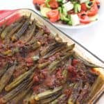 Mediterranean Baked Okra (Albanian Tave me Bamje)