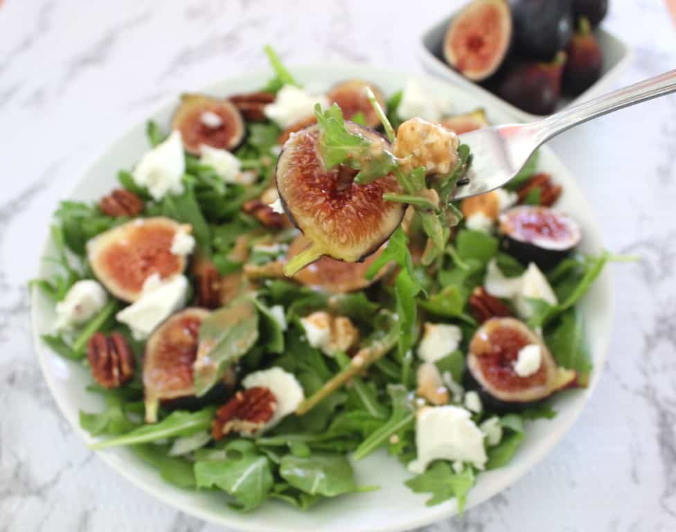 Fig, Goat Cheese & Pecan Salad with Fig/Balsamic Dressing