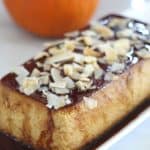Pumpkin Flan with Coconut topped with Coconut Chips