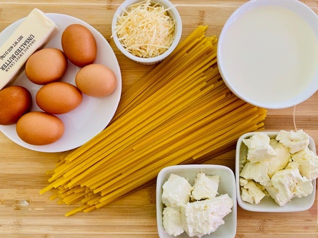 Ingredients for Baked Fettuccine Casserole (Pasticcio or Pasticho)