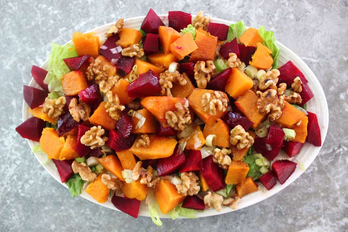 Beets, Sweet Potatoes and Walnuts Salad - great side dish, filling and perfect for the Holidays too!