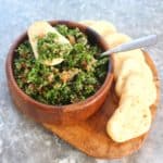 Tabouli (tabbouleh) salad served with mini pita breads