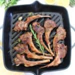 Seared lamb chops in a cast iron
