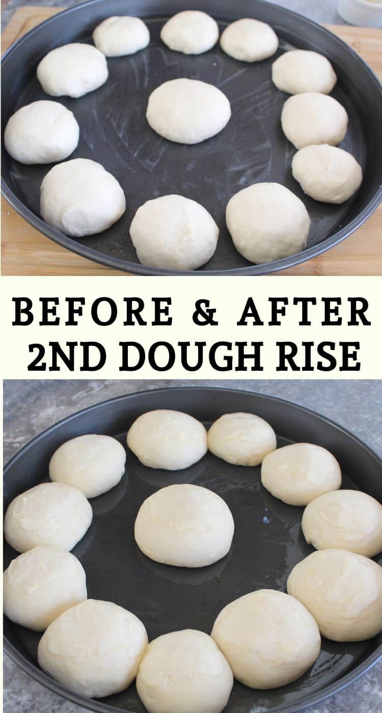 Dough rolls before and after 2nd dough rise