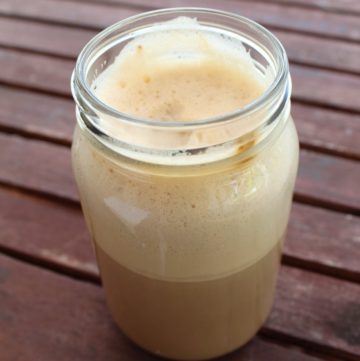 Homemade Latte in a clear see through jar