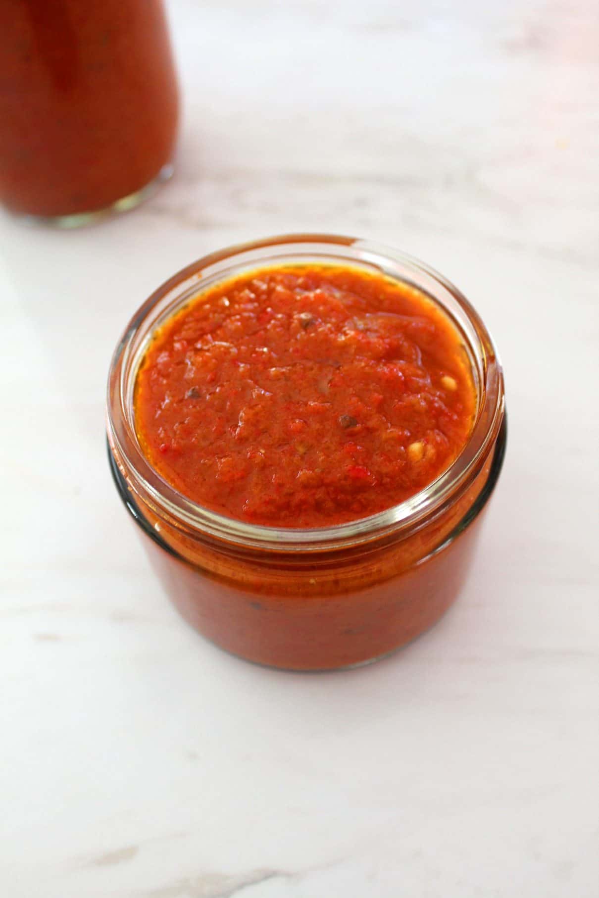 A jar of ajvar red pepper sauce
