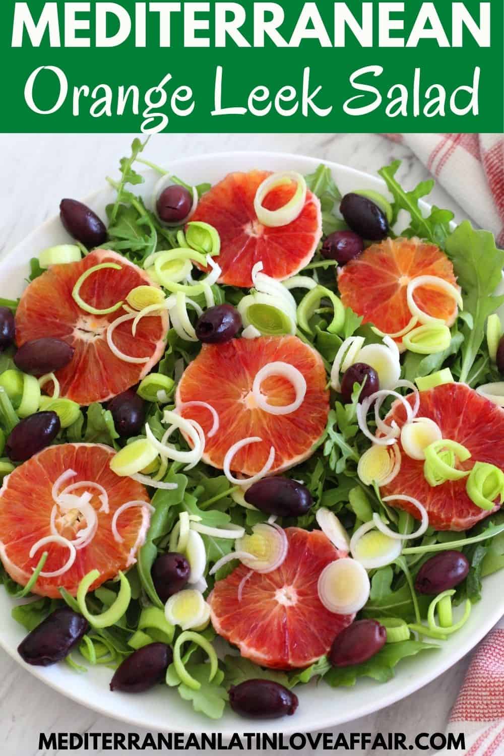 A Pinterest image with the orange salad picture, a title bar and the website link listed in the bottom. 
