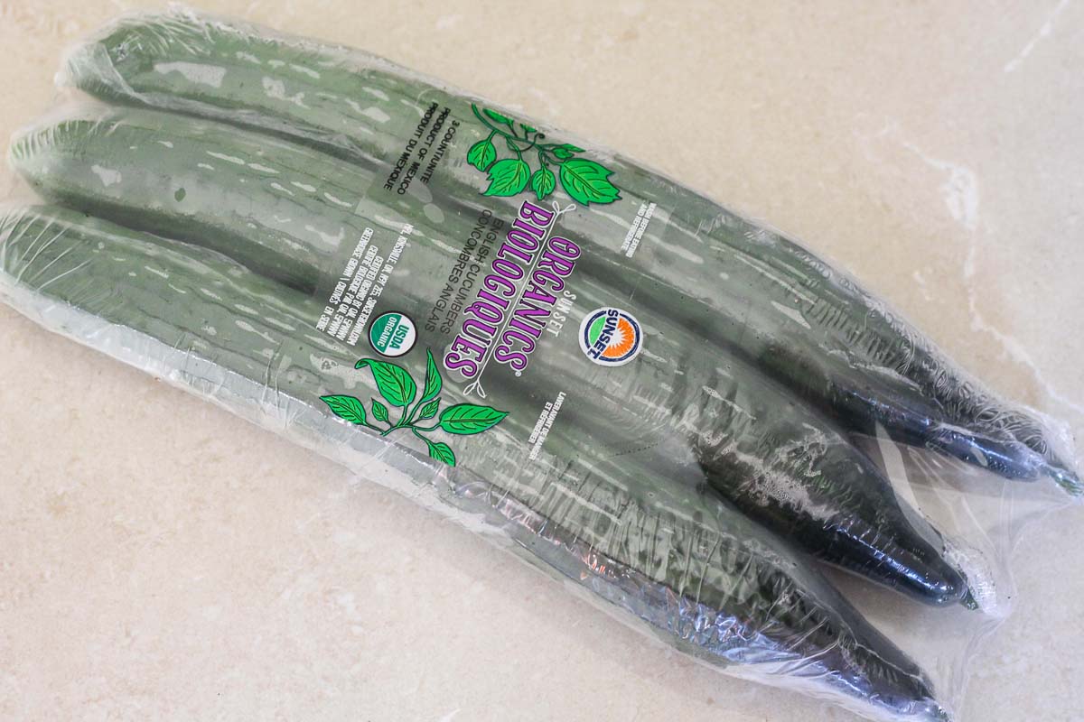 A packet of 3 cucumbers from Costco.