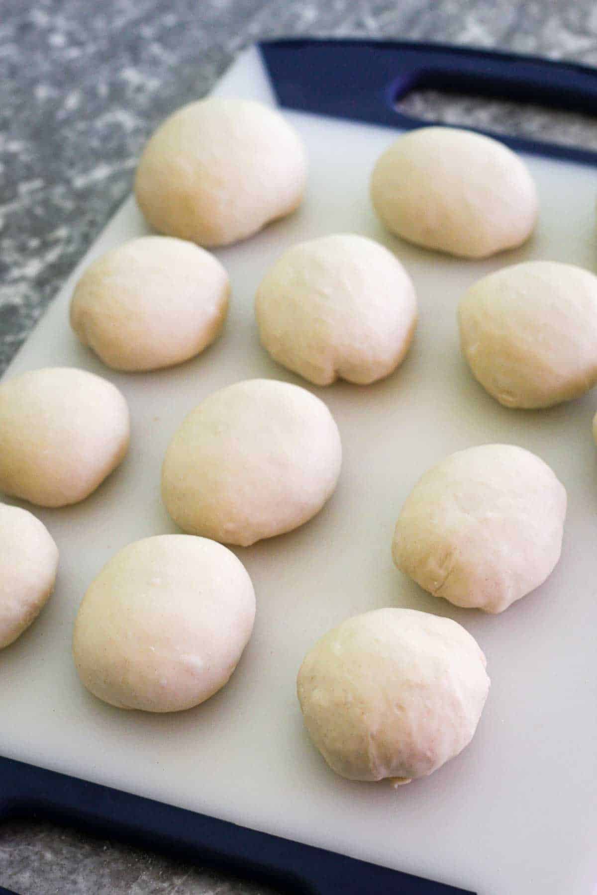 Mini phyllo dough balls kneaded , ready to stretch.