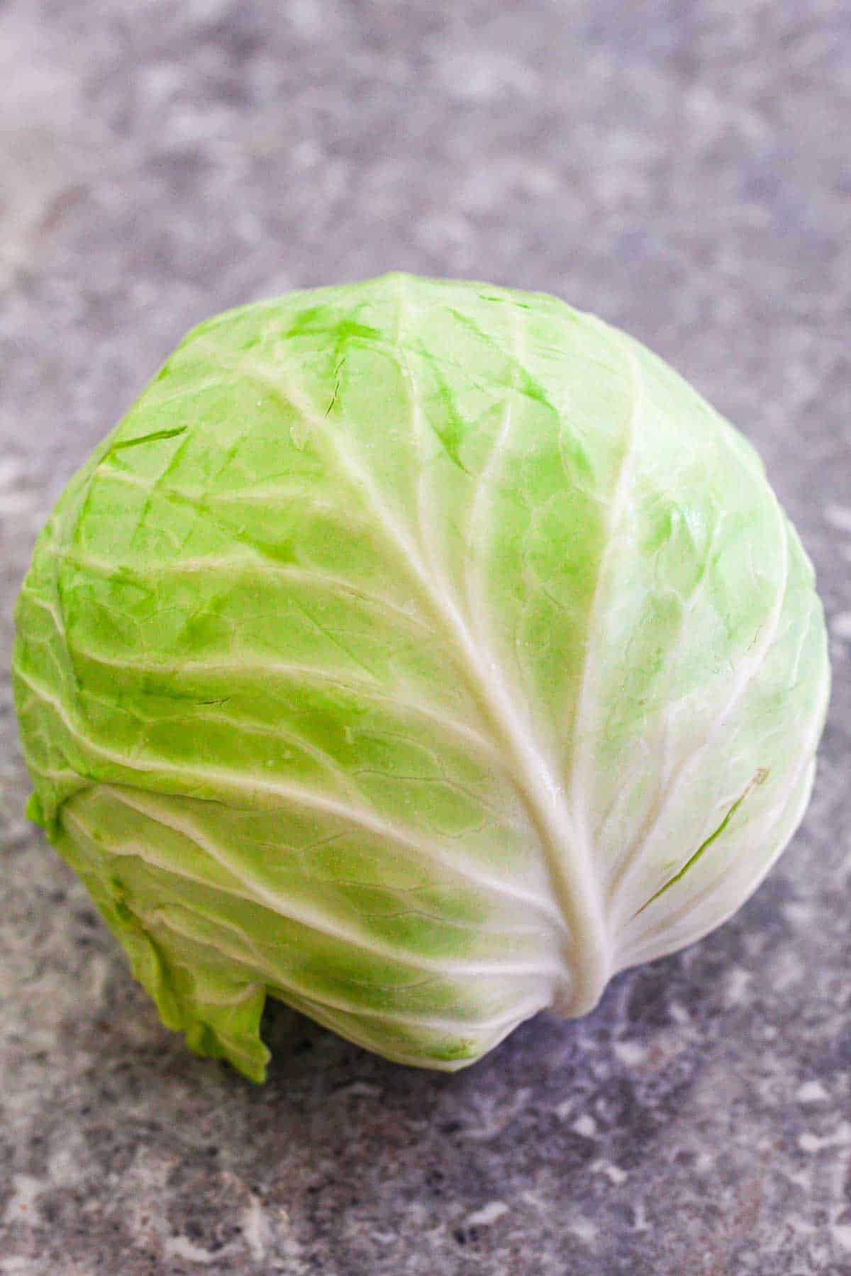 A cabbage head, it's a green cabbage.
