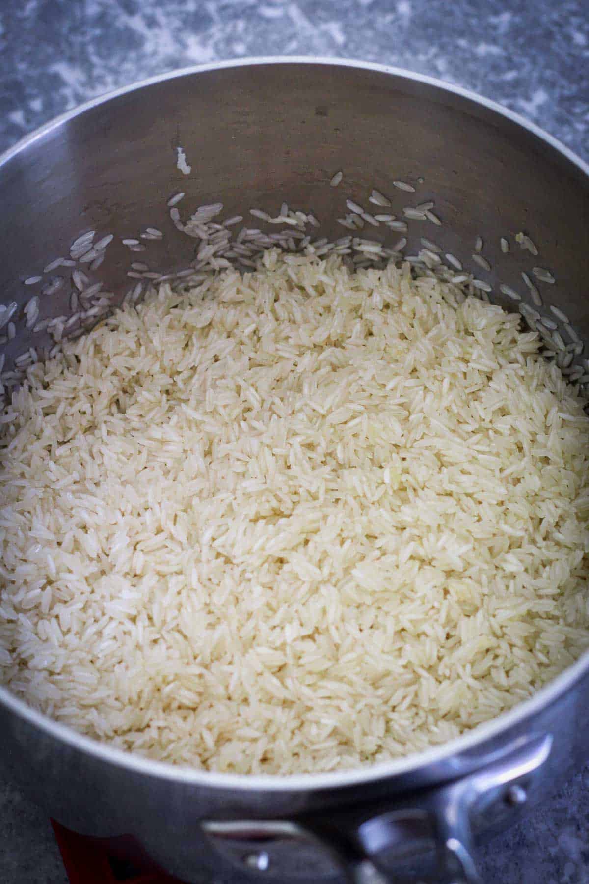 Toasting jasmine rice.