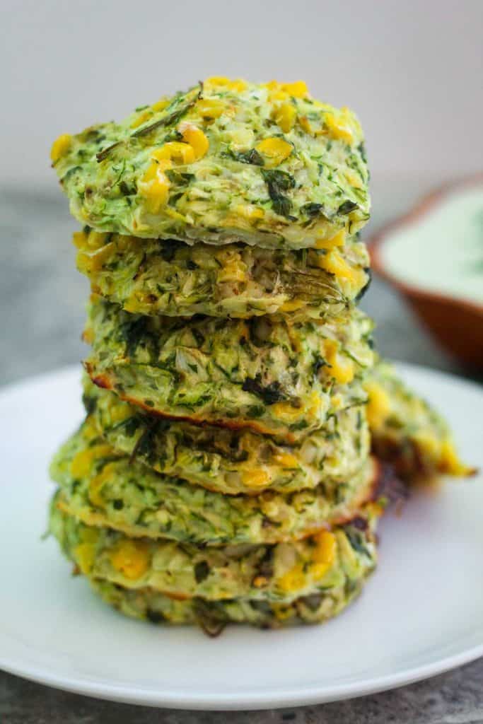 Zucchini, Corn Fritters with Cottage Cheese Mediterranean Latin Love Affair