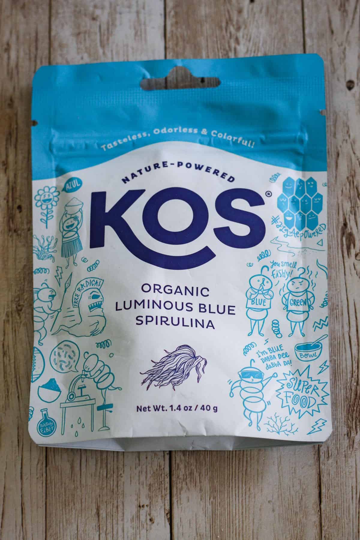 Blue spirulina packet. 
