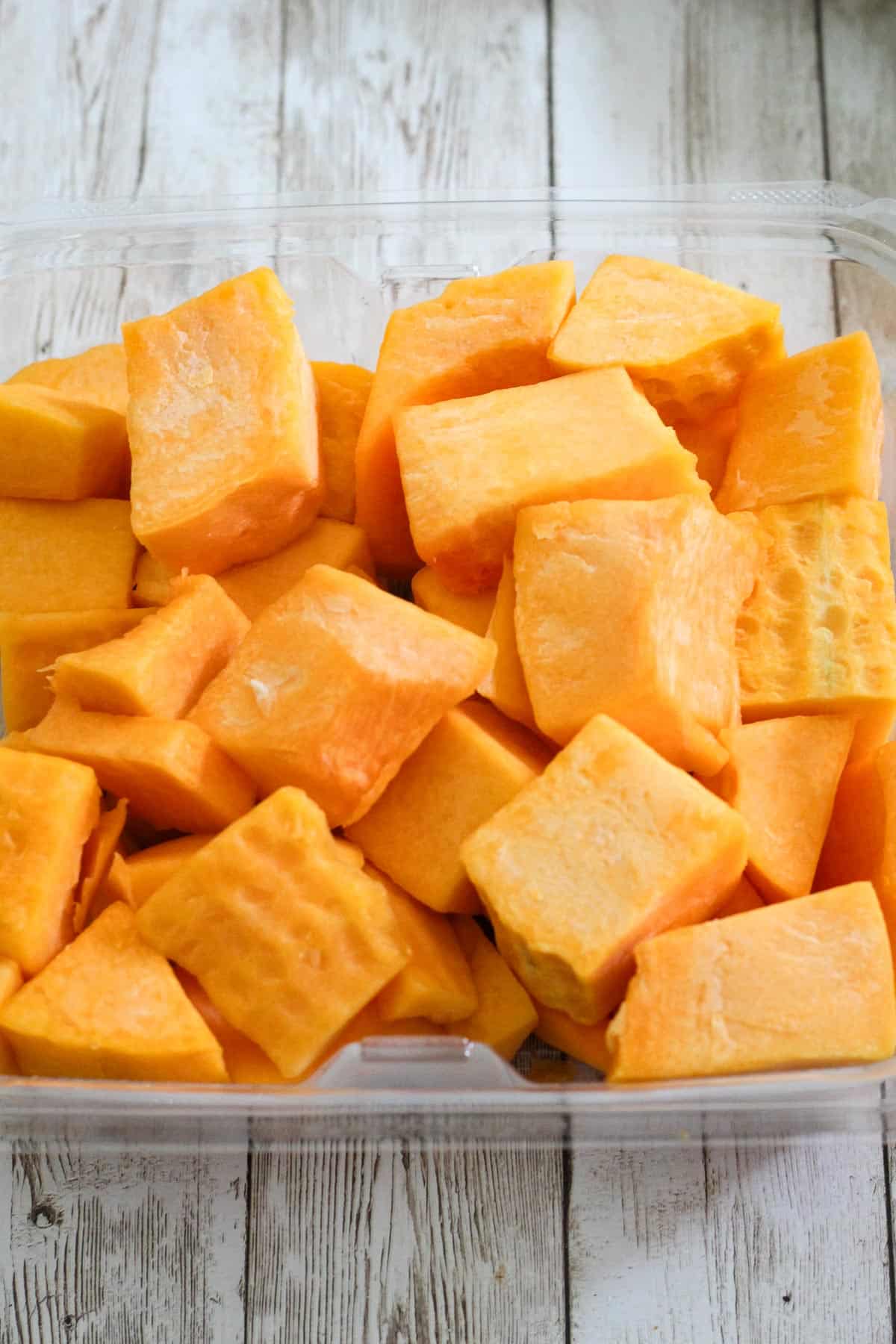 Butternut squash in big chunks as it comes from Costco. 