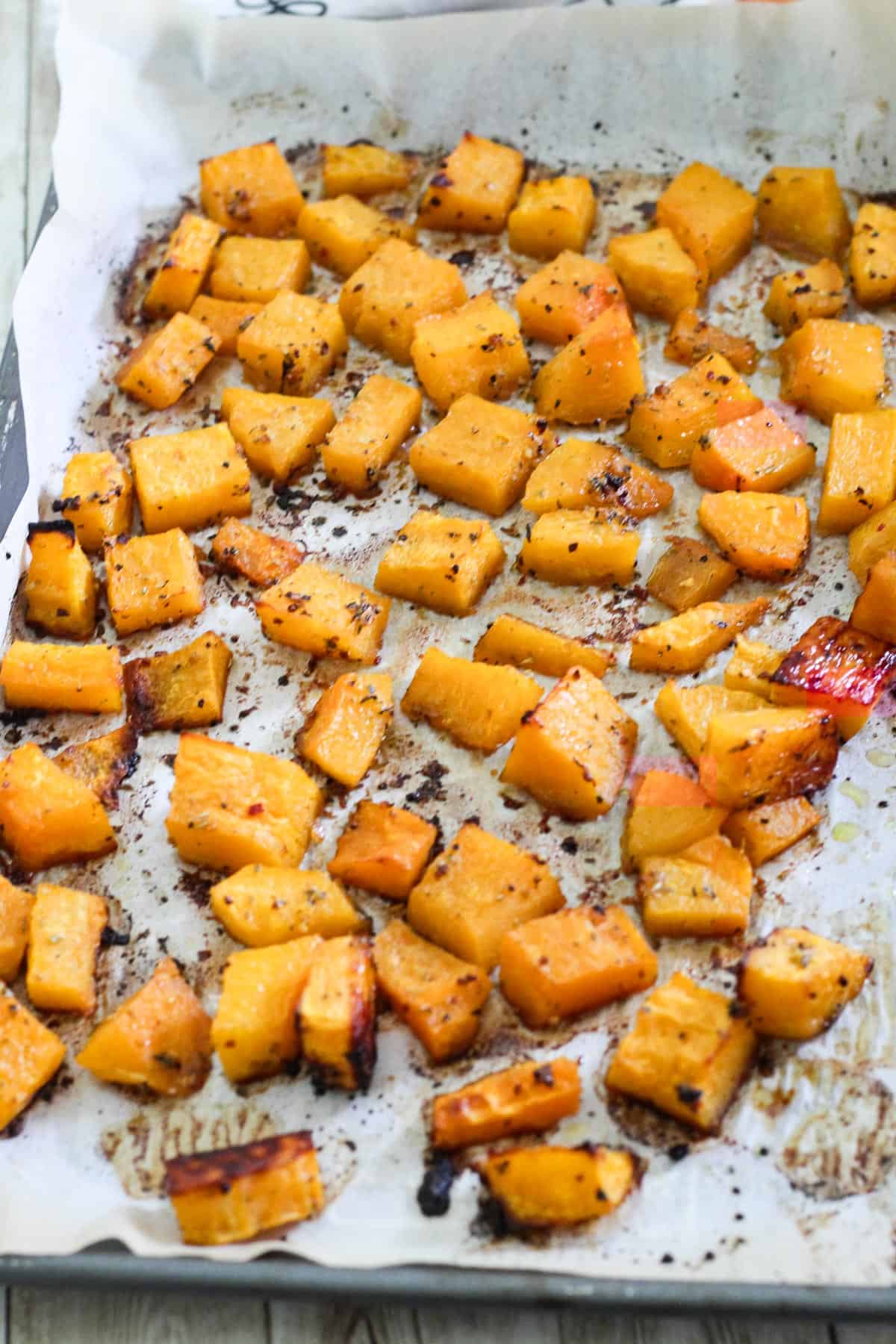 Roasted and caramelized butternut squash. 