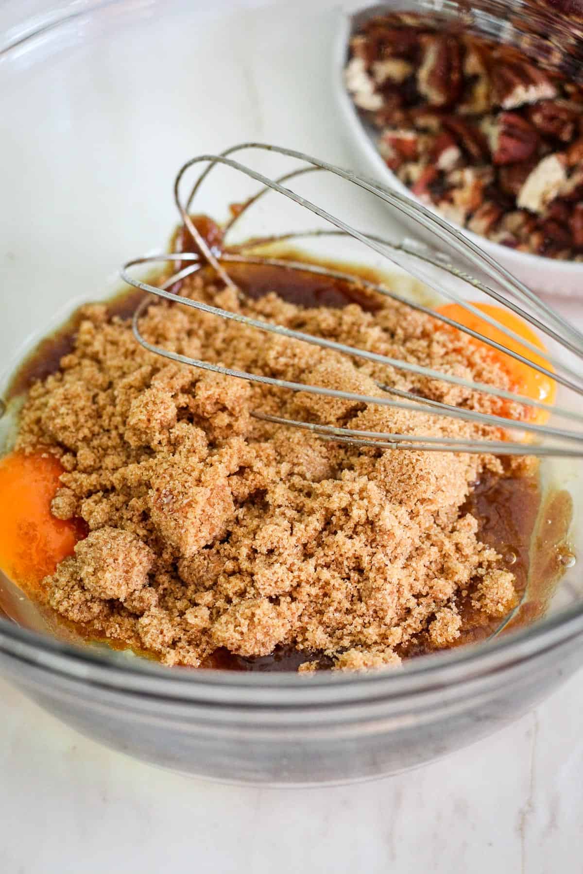 Whisking ingredients in a bowl.